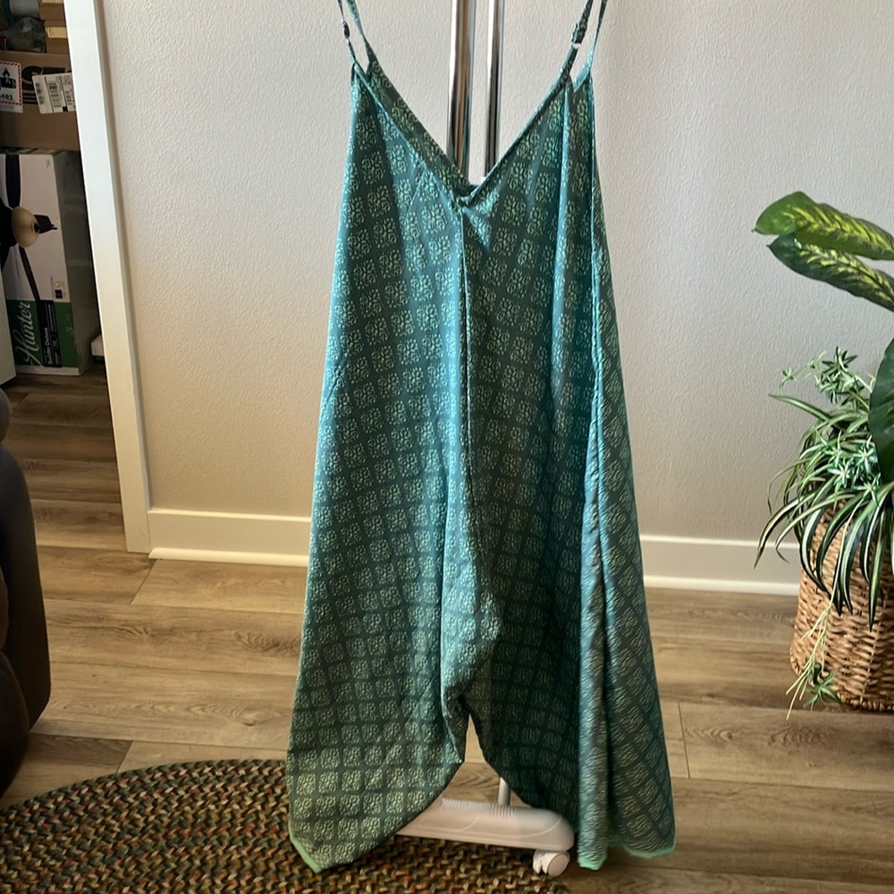 Women’s Teal Printed Jumpsuit Romper - Picture 1 of 4